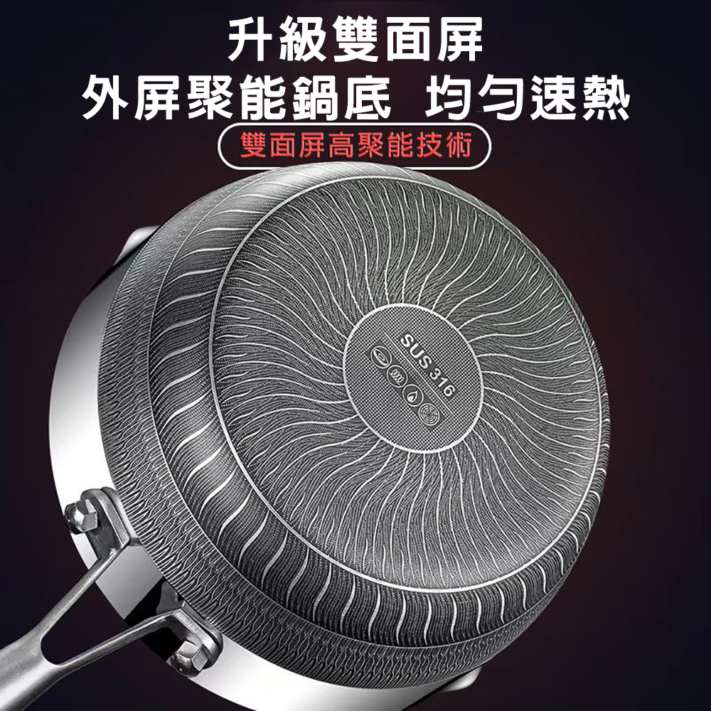 【CITY STAR】316 Stainless Steel Non-stick Honeycomb Yukihira Pan(22cm), , large