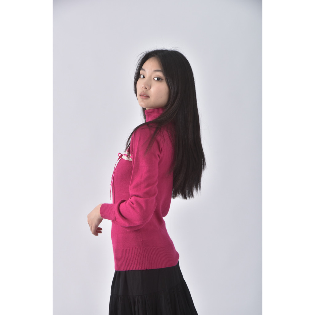 (S) cele gossip質感高領粉色長袖上衣二手衣, , large