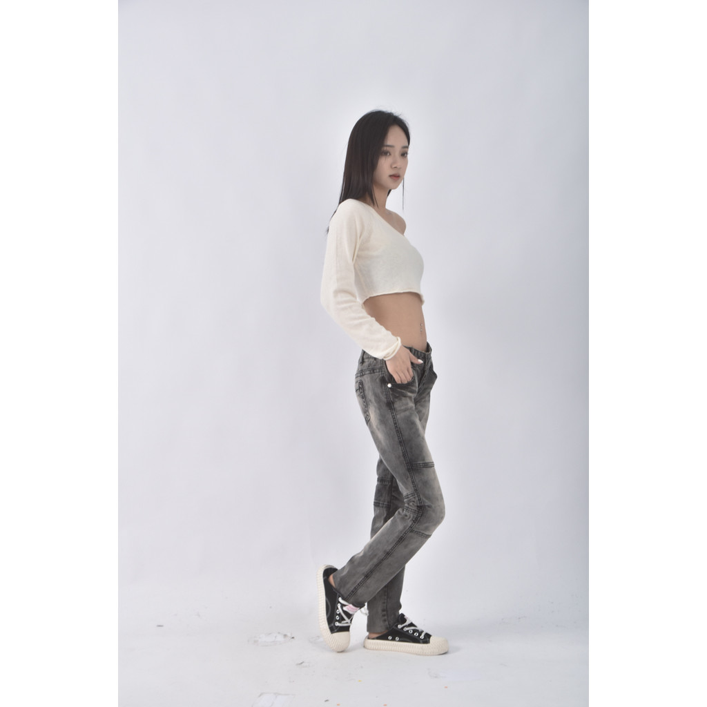 (L) someone jeans棉質純棉復古黑色長褲二手衣, , large