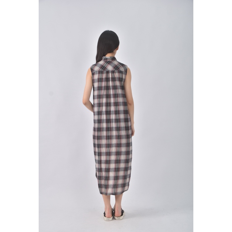 (L) 【德馨私服】forever21質感棉質純棉格紋黑色洋裝二手衣, , large
