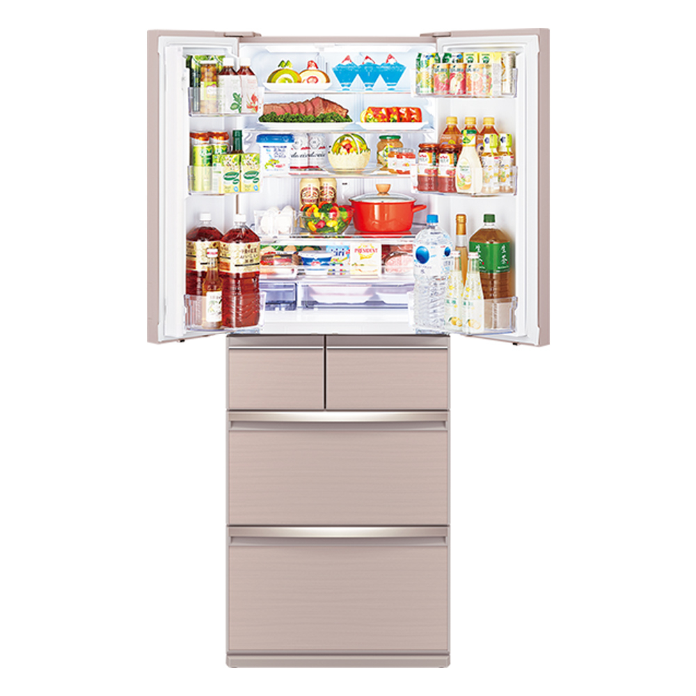 MITSUBISHI 525L Glass Mirror 6-Door Inverter Refrigerator MR-WX53C, , large