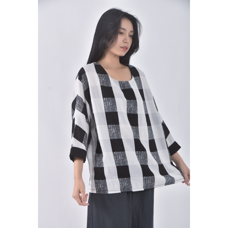 (XL) ob style格紋白色長袖上衣二手衣, , large