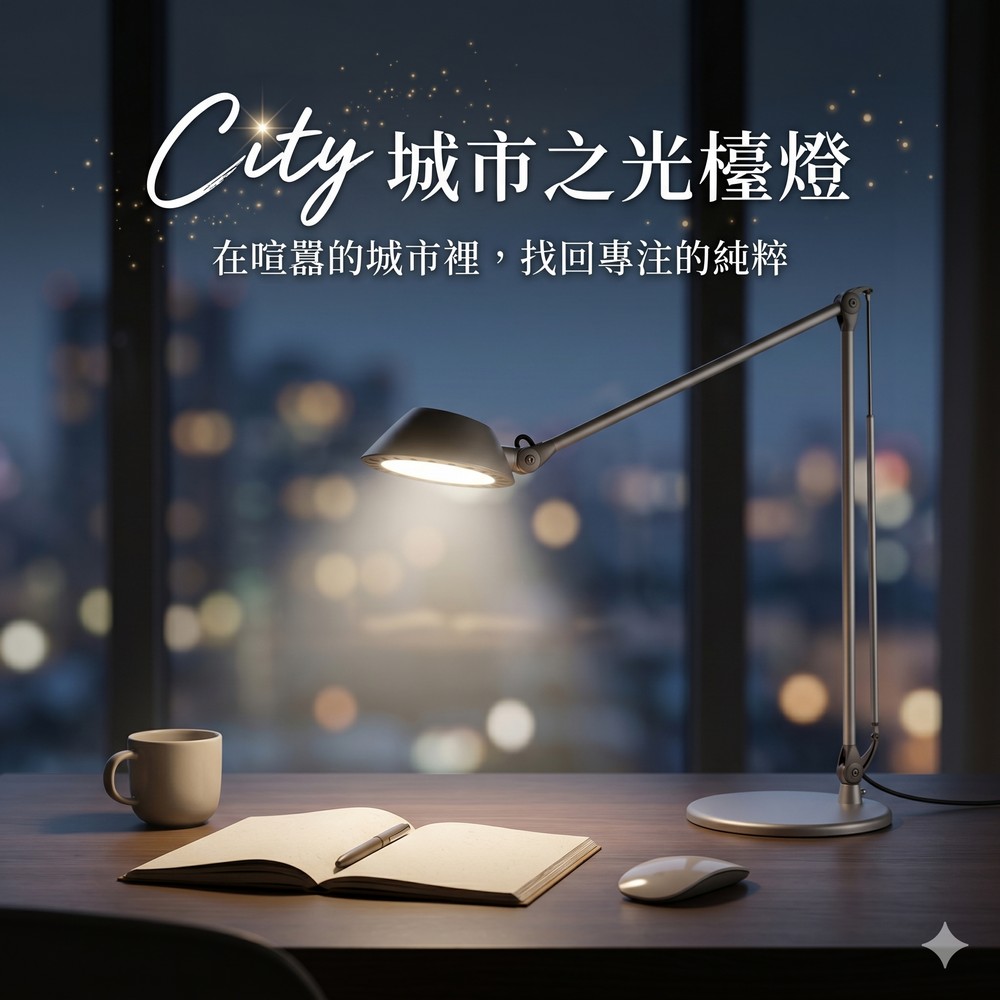城市之光LED雙臂調光檯燈, , large