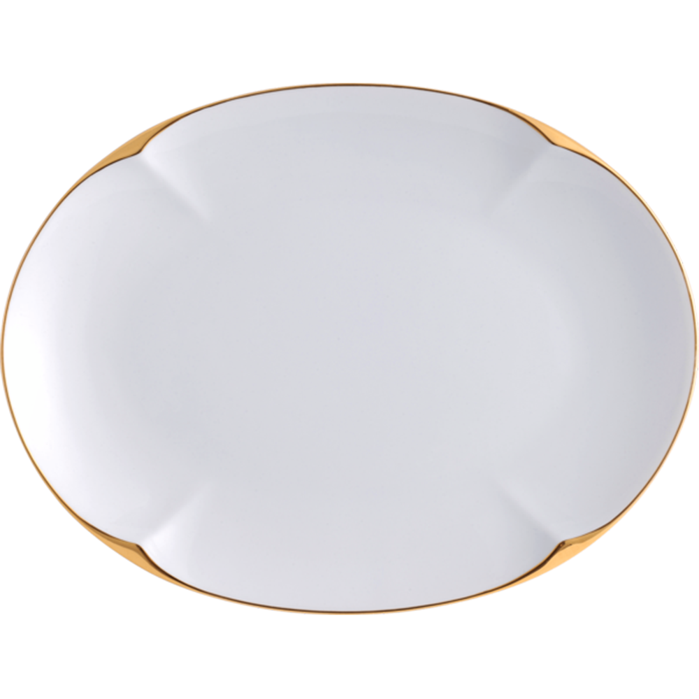 LEGLE - Auspicious Small Dish - Oval Plate with Gold Rim 26cm, , large