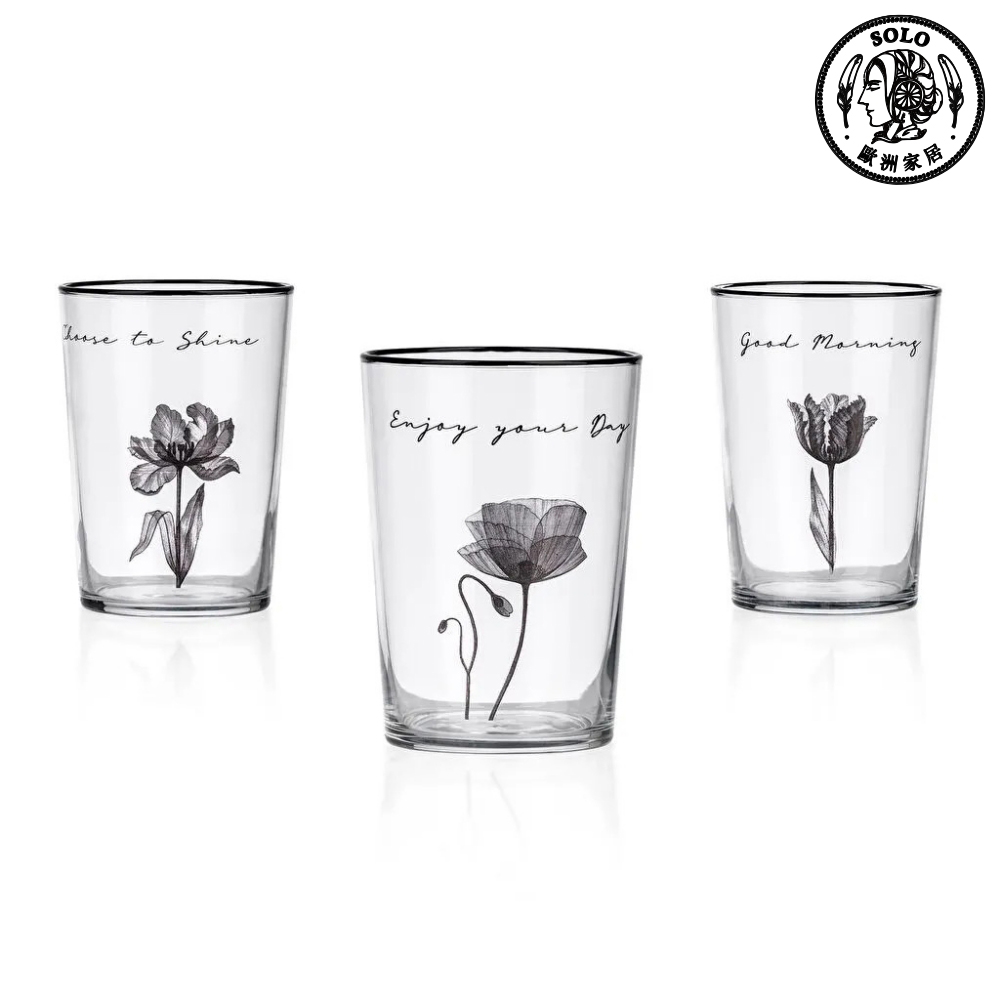 【SOLO Vintage】LCW Home 510ml Flower Glass Cup Set of 3 Water Cup Juice Cup Made in Turkey, , large