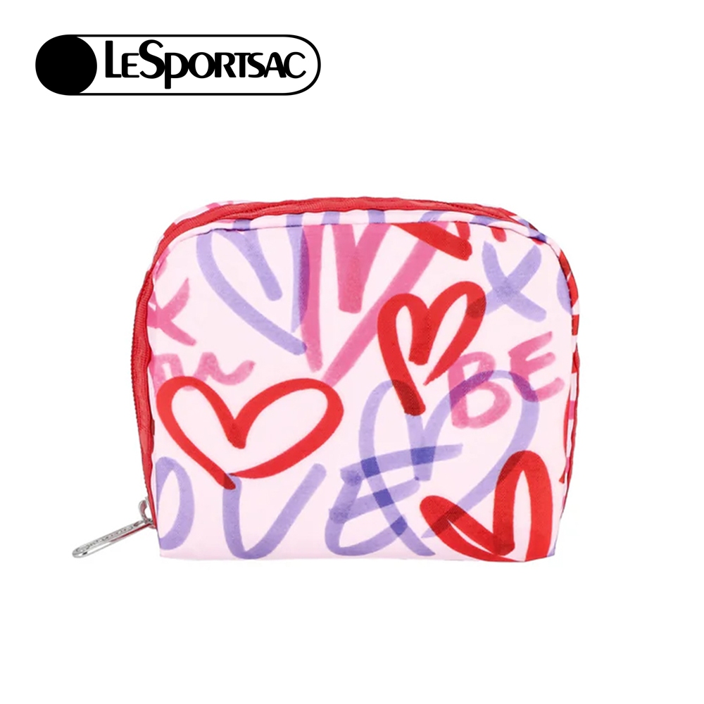|快速出貨|Lesportsac Square Cosmetic 方形收納化妝包/ 愛情便條手繪風, , large