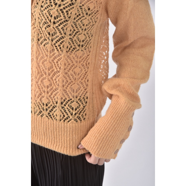 (F) forksy針織黃色長袖上衣二手衣, , large