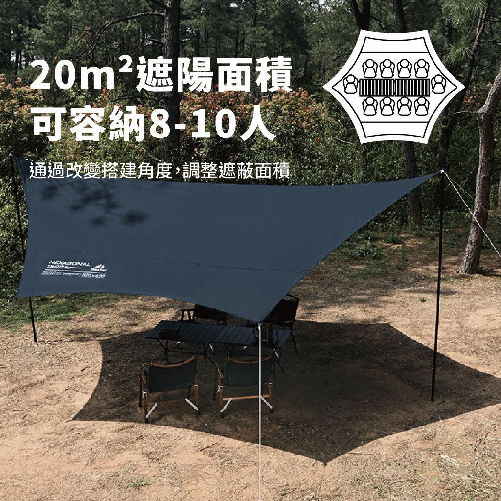 Hexagonal Tarp with Black Coating, , large