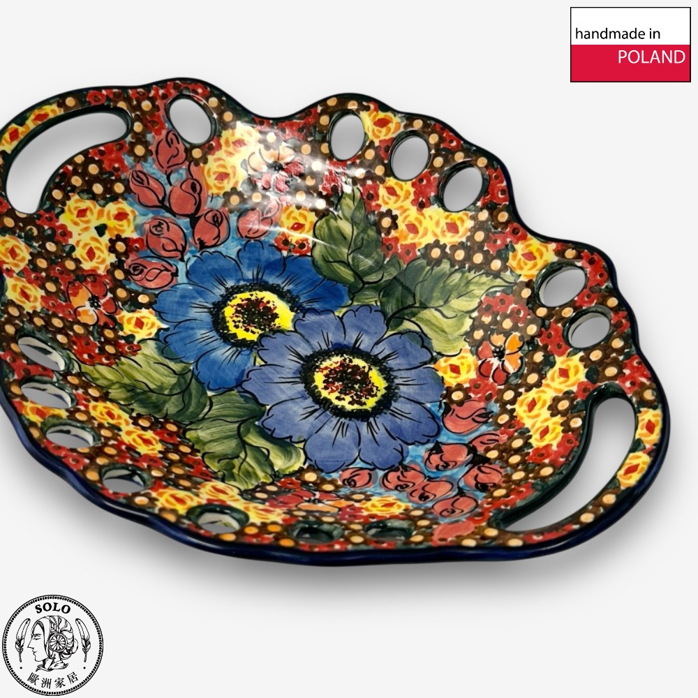 【SOLO Vintage】Cerraf Polish Pottery 26.5cm Fruit Bowl Where Flowers Bloom Deeply Series Made in Poland, , large