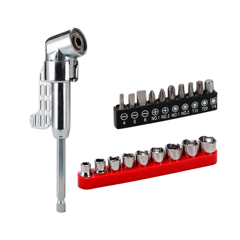 L型電鑽轉角器-105度長款轉角器+批頭套裝10PC+套筒套裝9PC, , large