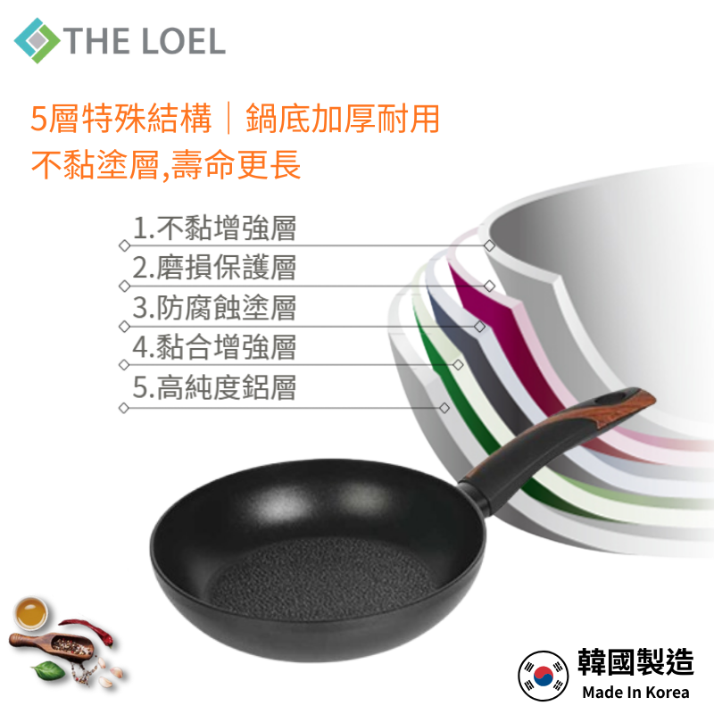 【THE LOEL】韓國天然原礦不挑爐不沾鍋系列-28cm平底鍋, , large