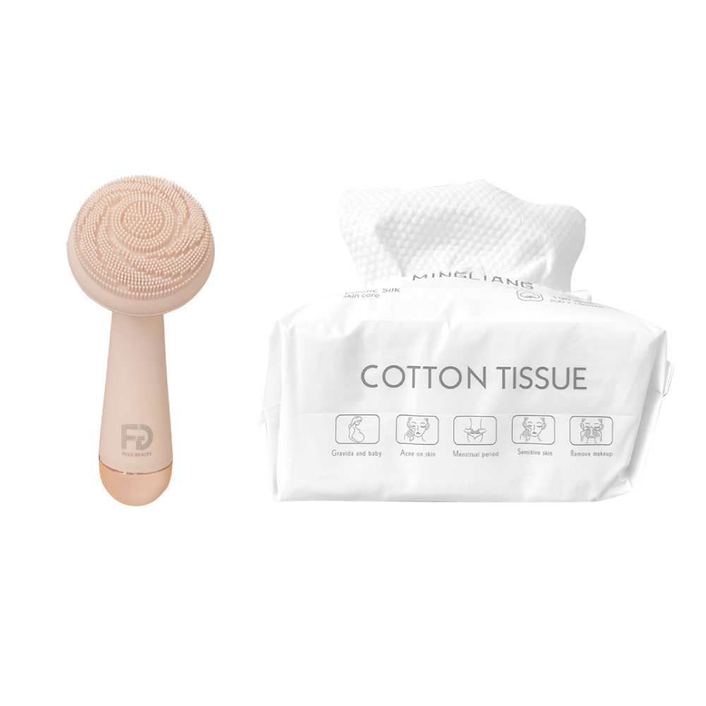 Silicone Facial Cleansing Brush with Facial Towel, , large