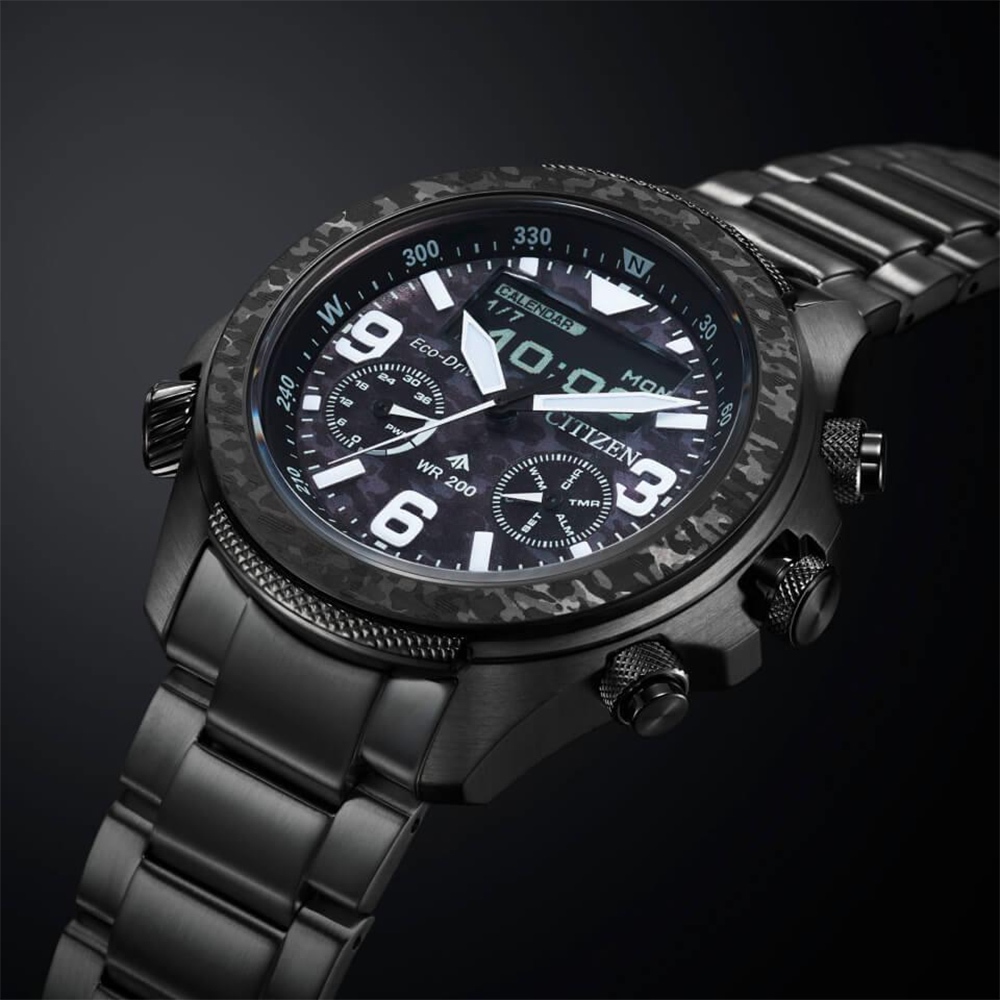CITIZEN 星辰 Promaster 35週年限量 陸 叢林迷彩光動能液晶顯示手錶 JV1008-63E, , large