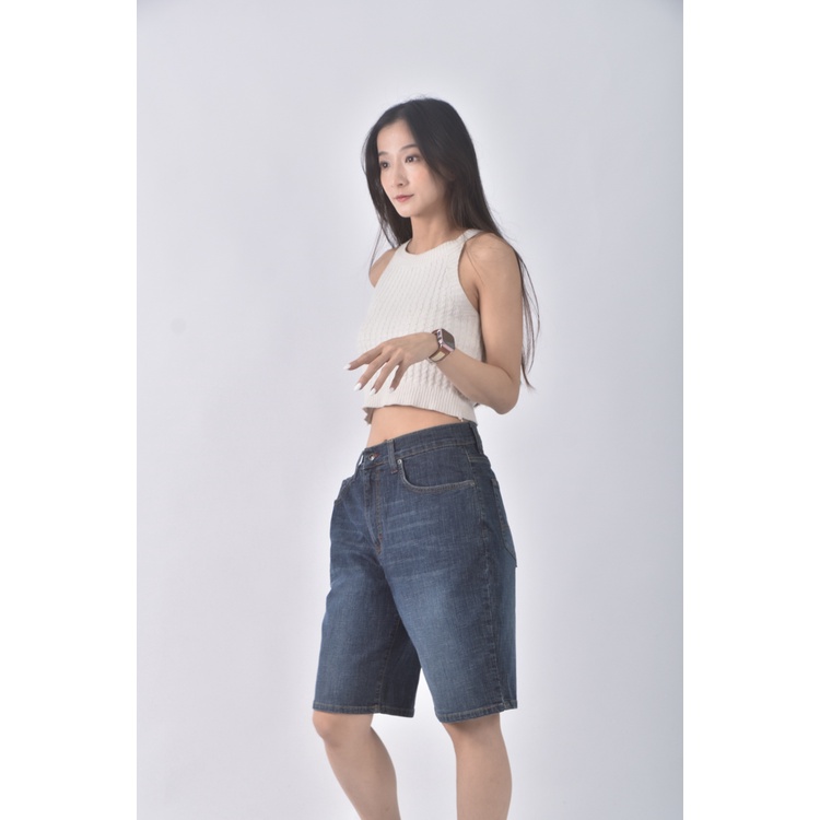(2XL) tommy jeans高腰丹寧牛仔質感棉質五分藍色短褲二手衣, , large