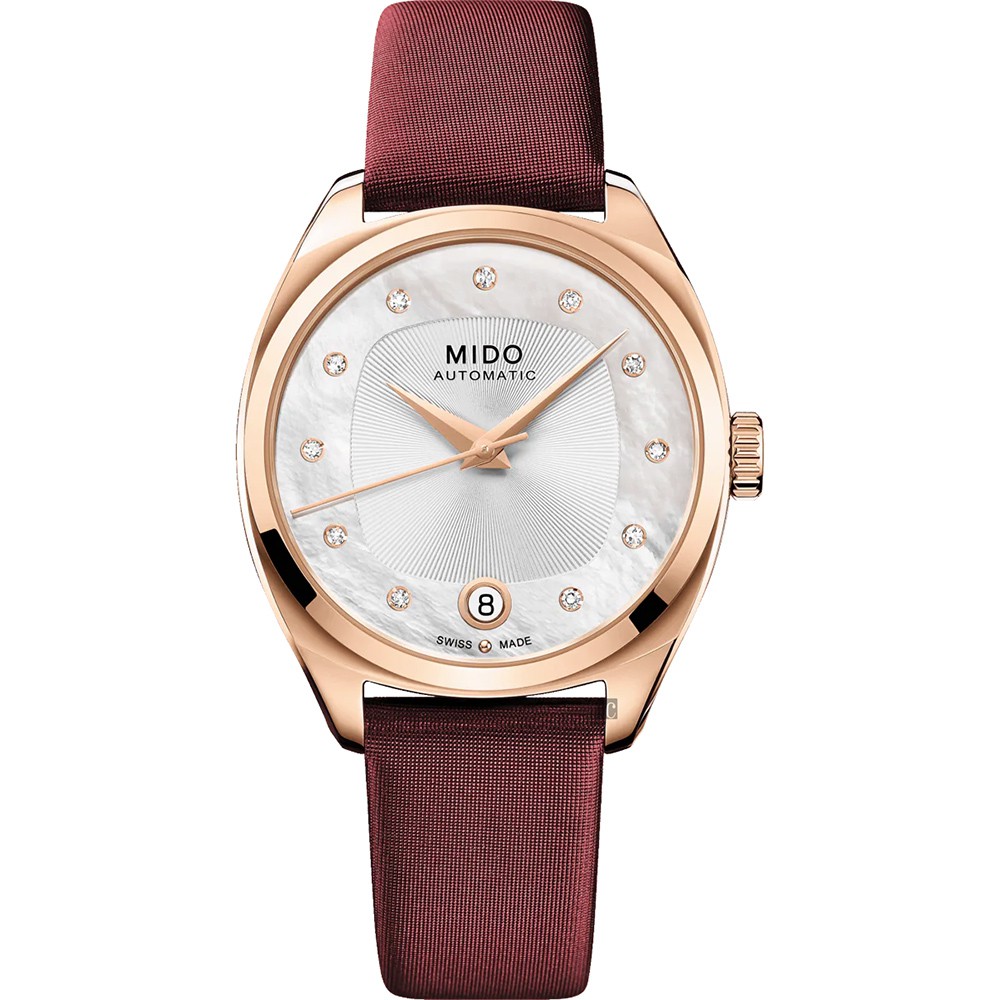 MIDO 美度 Belluna 特別版真鑽機械女錶 套錶組-勃根地紅色/33mm M0243073711600, , large
