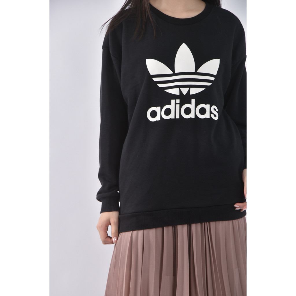 (L) adidas運動棉質圓領黑色長袖上衣二手衣, , large