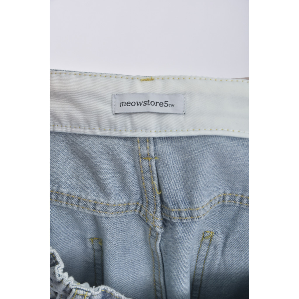 (2XL) meowstore5高腰丹寧牛仔質感棉質藍色長褲二手衣, , large