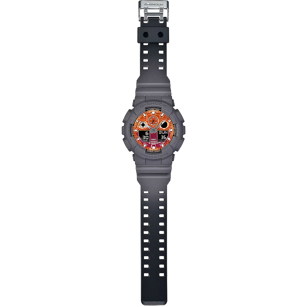 CASIO 卡西歐 G-SHOCK 熾熱火焰系列 雙顯手錶 GA-100FL-8A, , large