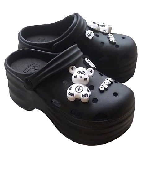 [e shoe store] Amy height-enhancing women's hole shoes/gardener shoes/waterproof slippers black 24.5CM, , large
