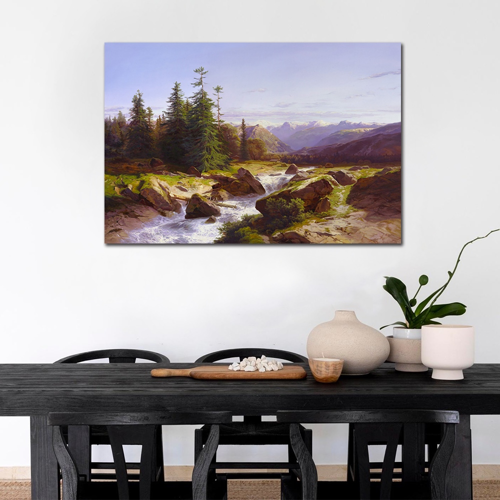 【御畫房】山谷有泉聲 國家一級畫師手繪油畫60&times;90cm(VF-91), , large