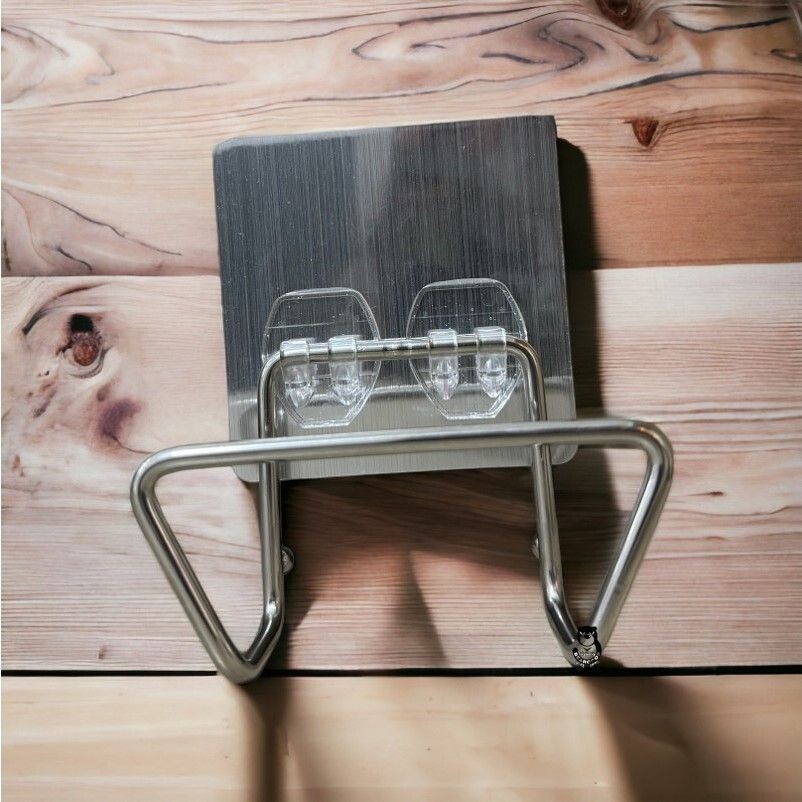 [熊好貼國際] 菜瓜布架 台灣製造SGS認證304不鏽鋼 海綿掛架 水槽掛勾 瀝水掛架 無痕掛架 凹凸紋路牆面可貼, , large