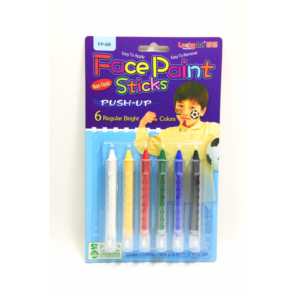 蜡藝 6色推桿人體彩繪筆蜡藝 6色推桿人體彩繪筆-螢光色, , large