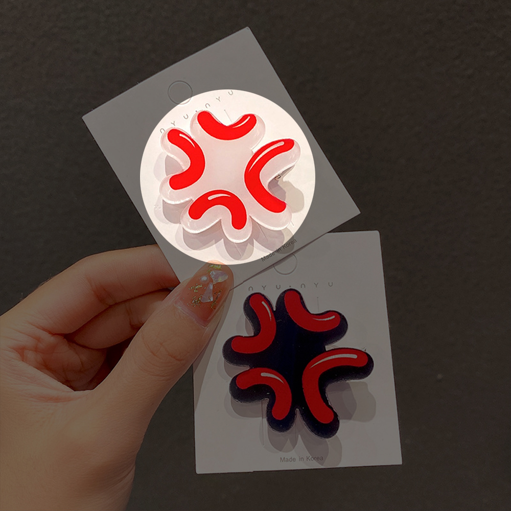 OMG 【Embarrassed & Angry Hair Clip】Feeling speechless today? Cartoon-style with sweat drops for extra expression., , large