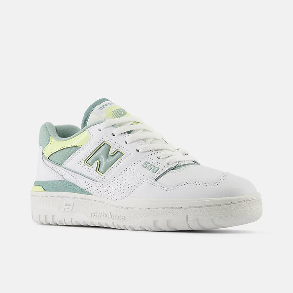 Kixpress-New Balance 女 休閒鞋 B楦 復古 經典 簡約 NB 550 皮革 百搭 抹茶綠 白 [BBW550EB], , large