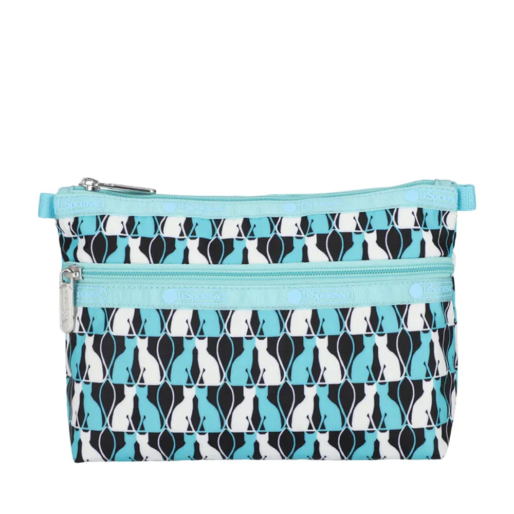 |快速出貨|Lesportsac Cosmetic Clutch 雙層拉鍊收納化妝包 - 鏡中貓影, , large