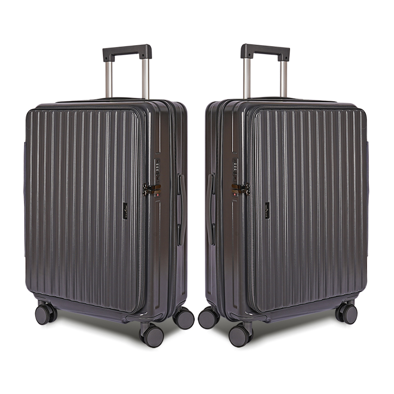 【Estève Deer艾迪兒】24吋前開式行李箱ED13-深灰色(贈保護套C2+B2束帶)