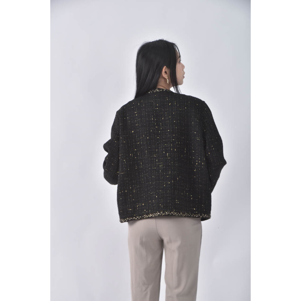 (XL) 小香風排扣黑色外套二手衣, , large