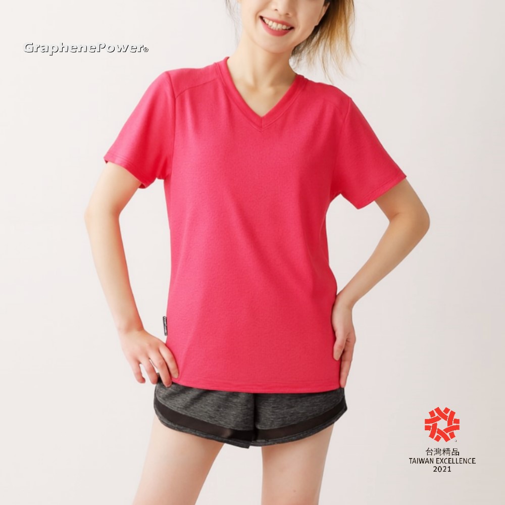 [GraphenePower] 石墨烯溫控循環短袖-女款/櫻桃紅L
