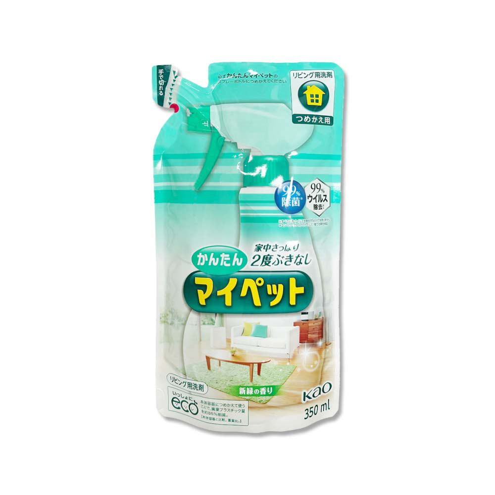 [日日好物]日本KAO花王-多用途居家去汙鹼性泡沫噴霧萬用清潔劑補充包350ml/淺綠袋-綠茶香(家具地板窗框沙發燈具玻璃除指紋,客廳速乾除塵消臭去垢劑), , large