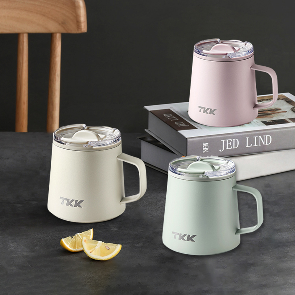 【TKK】悅氧Life 316不鏽鋼x陶瓷噴塗 時尚保溫馬克杯 咖啡杯 會議保溫杯 隨身杯 350ML-銀黑影, , large