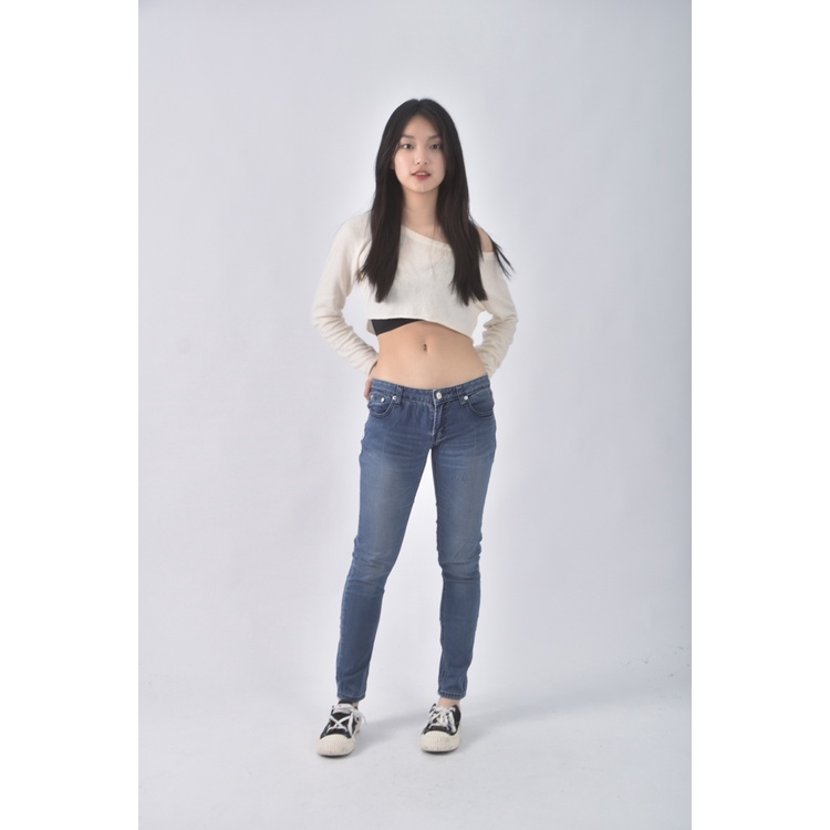 (L) sinmau丹寧牛仔質感藍色長褲二手衣, , large