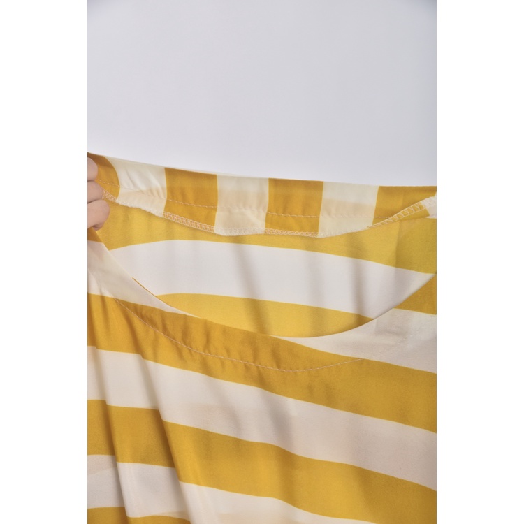 (XL) 質感條紋黃色洋裝二手衣, , large