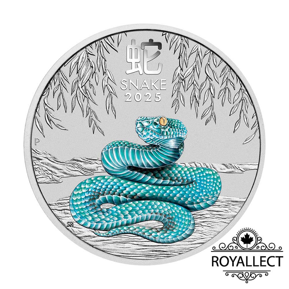 [皇家典藏] Perthmint 2025澳洲伯斯-生肖-蛇年-彩色版-1/4盎司銀幣(普鑄)(卡裝)(雪梨錢幣展版)(原廠已售罄), , large