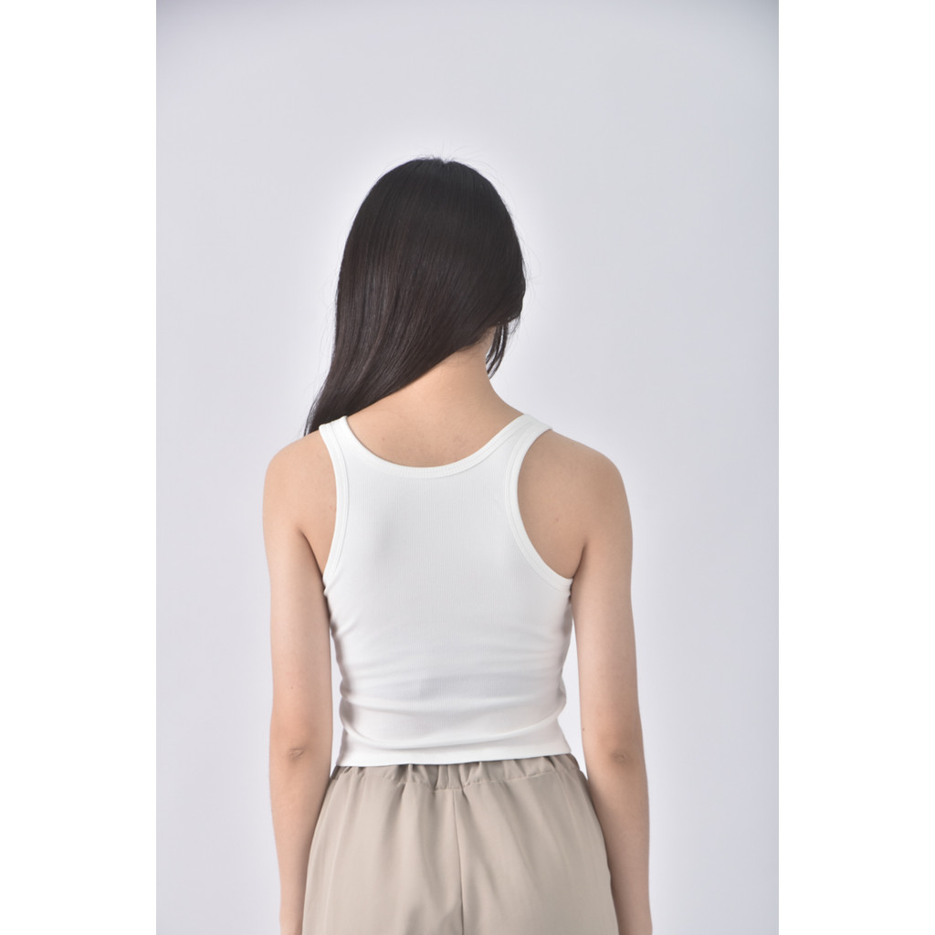(S) 【里唯私服】jacnana修身短版棉質無袖白色上衣二手衣, , large