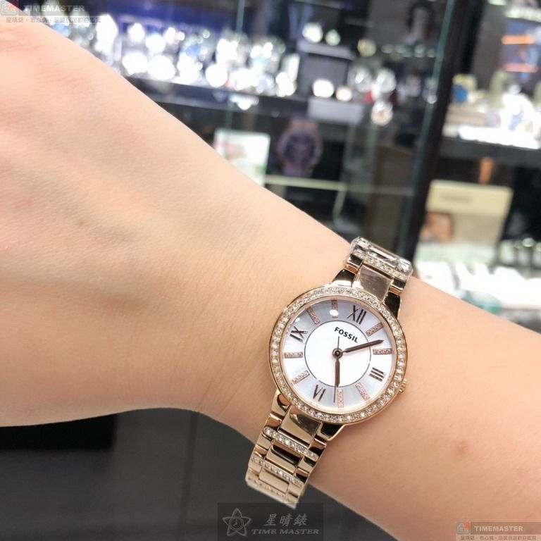 [星晴錶業]FOSSIL手錶,36mm,FS00132白色錶面金色錶殼金色精鋼錶帶款, , large