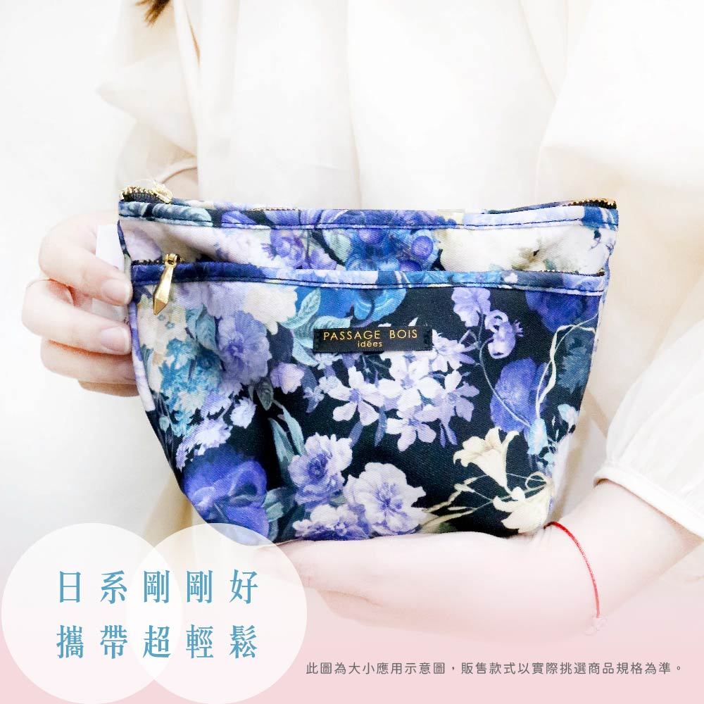 日本製 【Passage Bois】緹花 雙層拉鍊面紙化妝包, , large