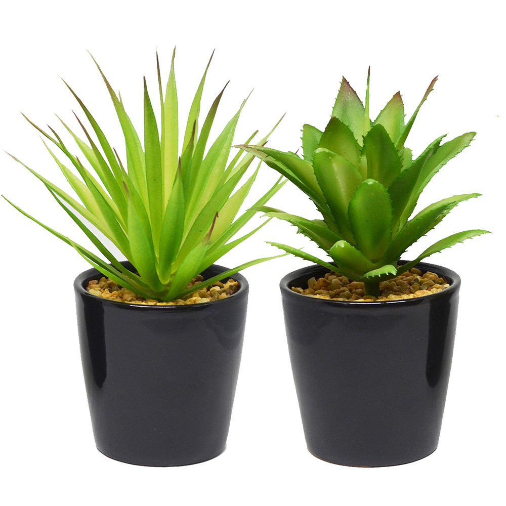 S/2  ARTIFICIAL SUCCULENT IN CERAMIC POT, , large