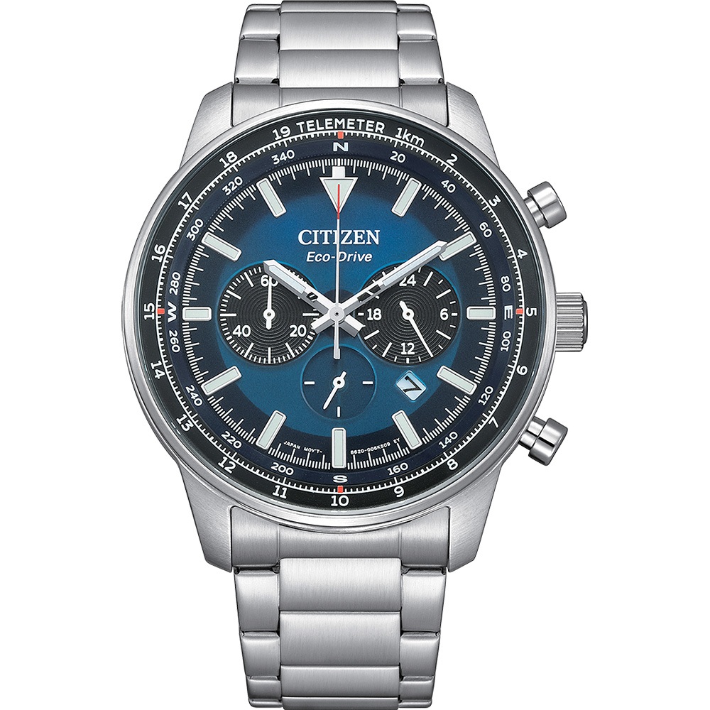 CITIZEN 星辰 賽車風格光動能三眼計時手錶 CA4500-91L, , large