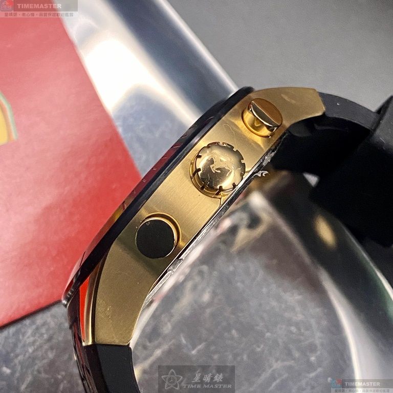 [星晴錶業]FERRARI手錶,46mm,FE00042黑金色錶面黑錶殼深黑色矽膠錶帶款, , large