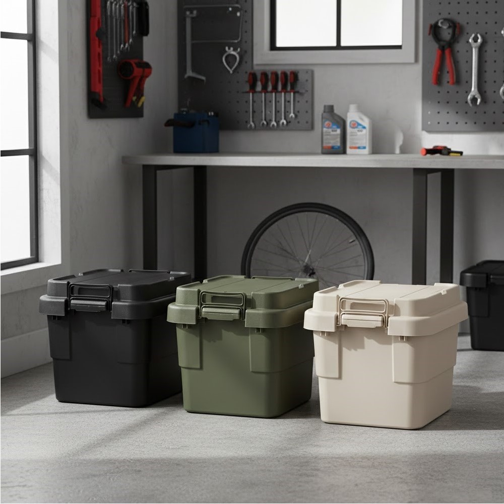 【AOTTO】30L無印款軍規高耐重扣式多功能提把收納箱-2入(AL-2203W*2), , large