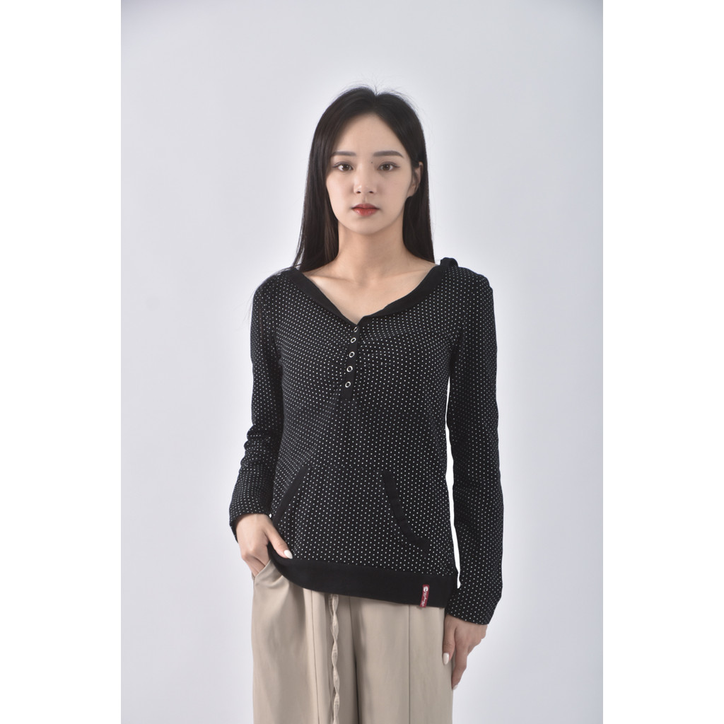 (S) hang ten點點黑色長袖上衣二手衣, , large