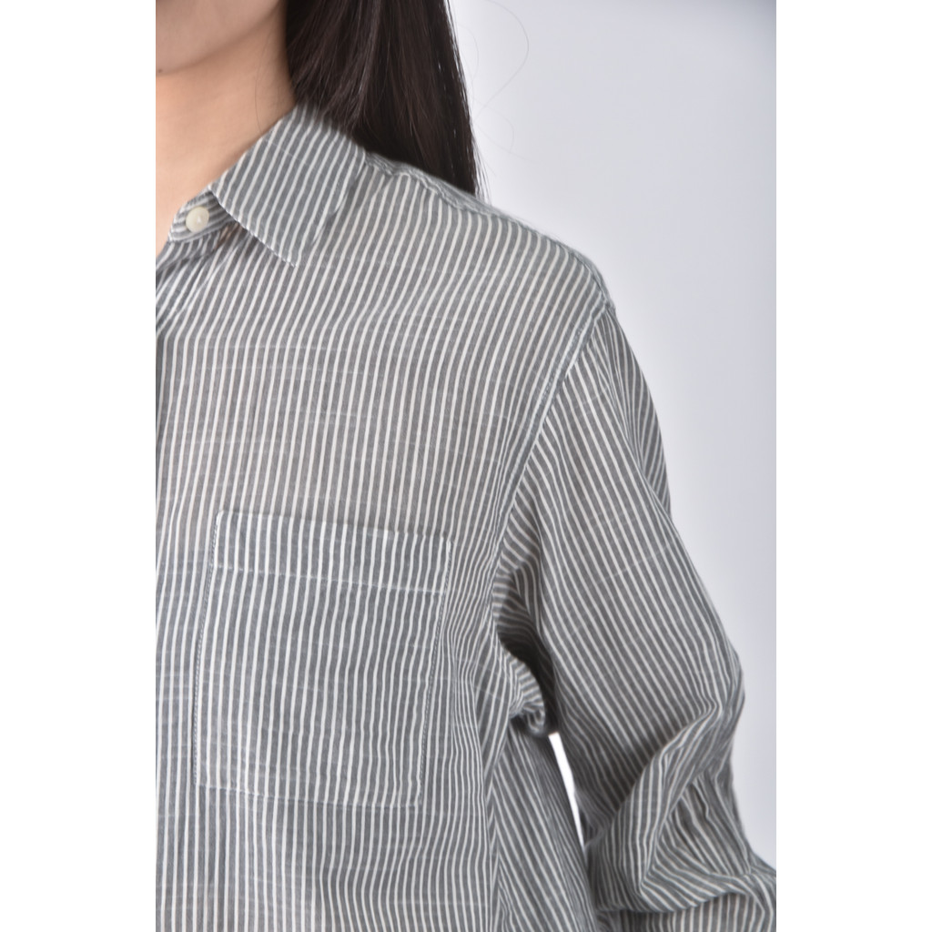 (M) muji棉質純棉灰色襯衫上衣二手衣, , large