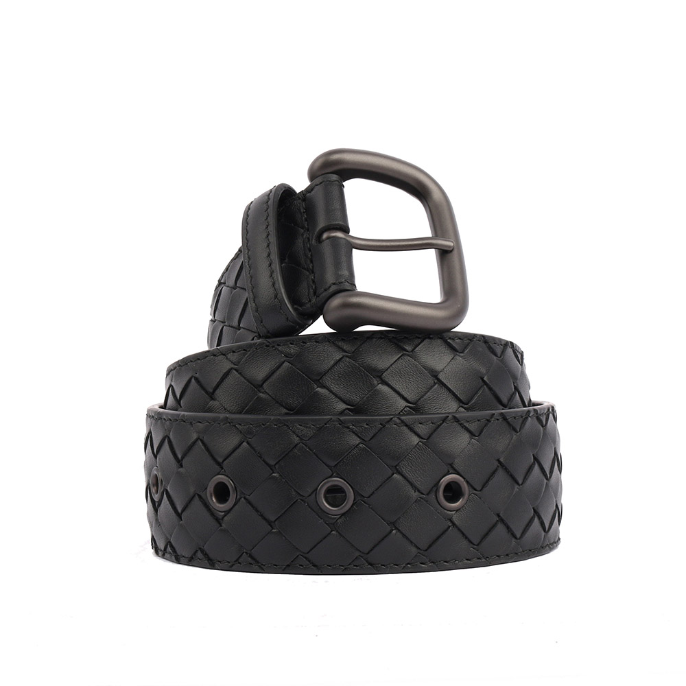 BOTTEGA VENETA 牛皮編織皮帶90CM/36"寬3.5cm/黑色, , large