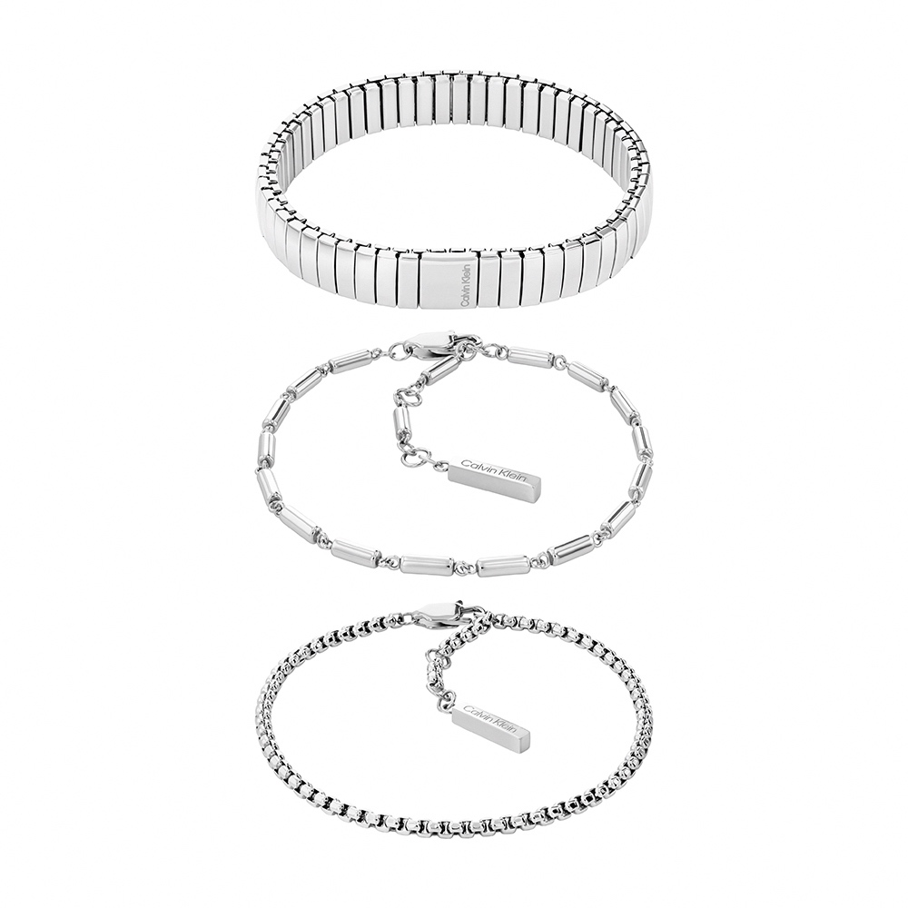 Calvin Klein CK Stacked 3件手鍊組-銀色 禮物 送禮(35000837)