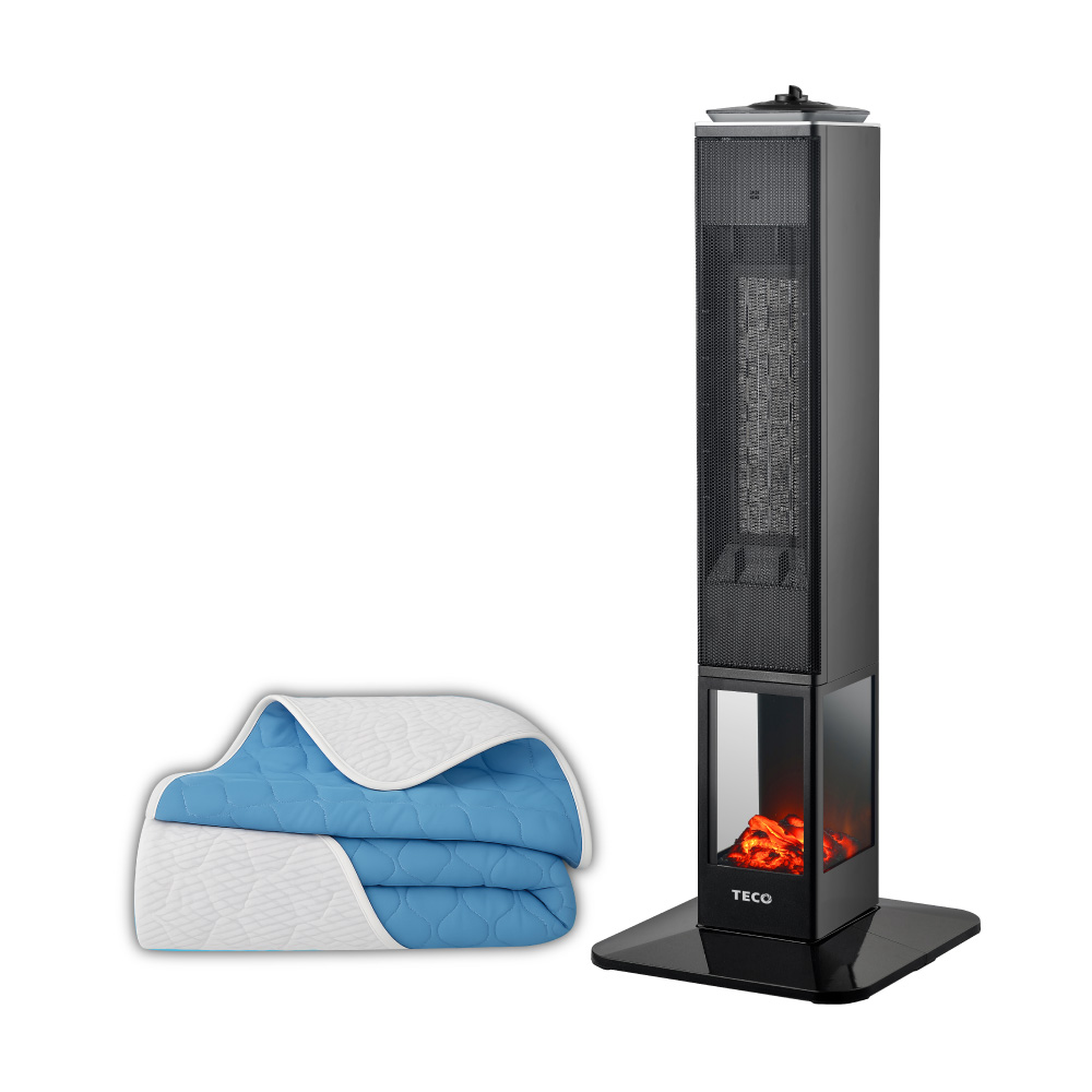 【TECO東元】石墨烯3D擬真火焰PTC陶瓷立式電暖爐/暖氣機/電暖器(XYFYN3008CBB加贈石墨烯機能被), , large