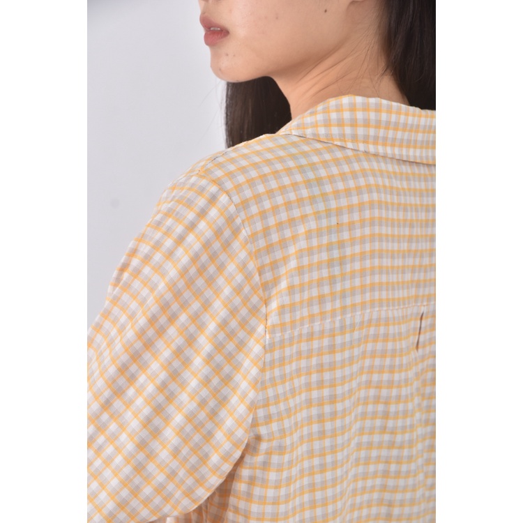 (XL) ob style格紋黃色襯衫上衣二手衣, , large